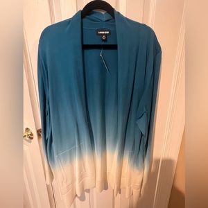 Lands End blue to white ombré cardigan